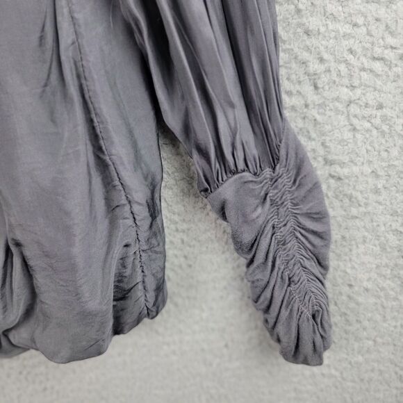 dos Sena Milan Blouse Women S Gray Silver Italy Silk Cottage Core Romantic Fairy - Picture 5 of 15
